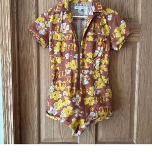Urban Outfitters Floral Jumpsuit in Brown and Yellow
